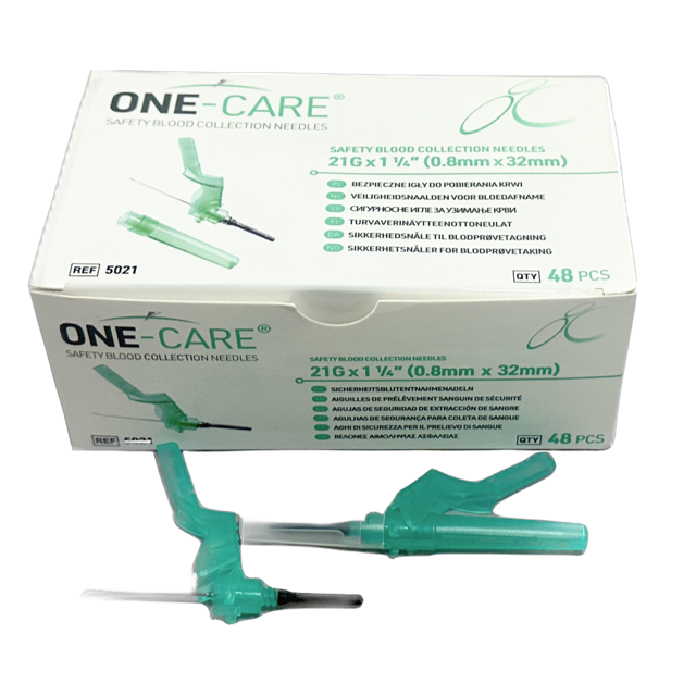 One Care Safety Blood Collection Needle 21Gx 1.25 48/bx